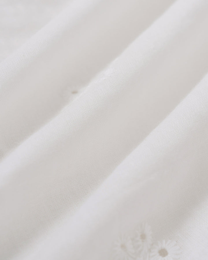 White Floral Textured Midi Skirt