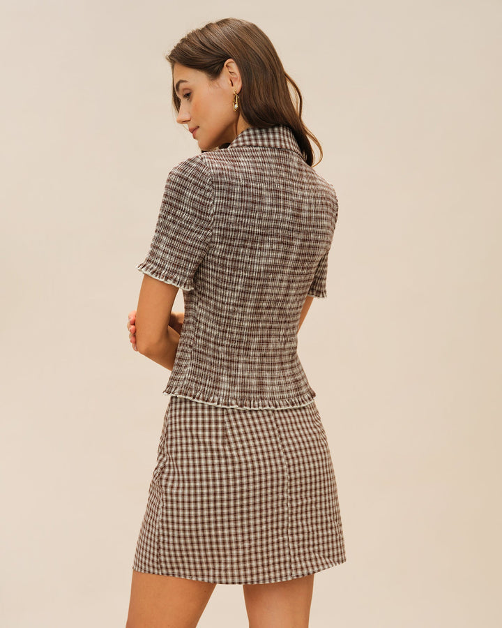 Brown Plaid A-Line Skirt