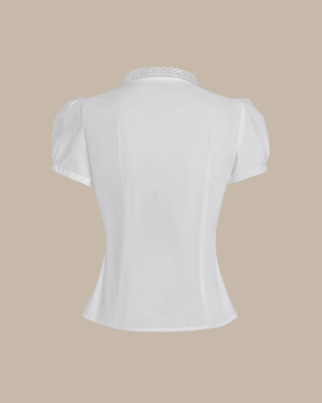 White V Neck Puffed Sleeve Tee