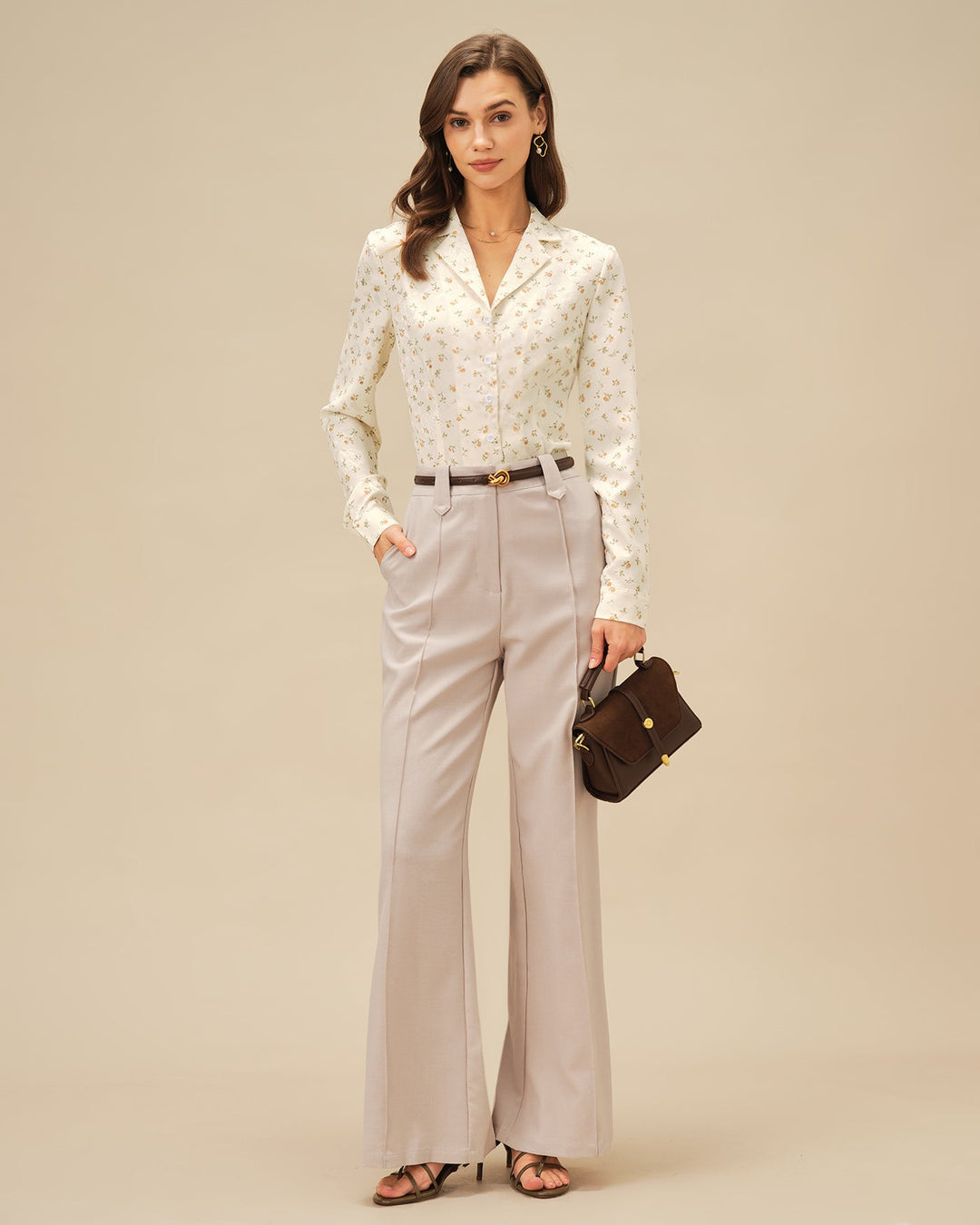 Apricot Floral Collar Blouse