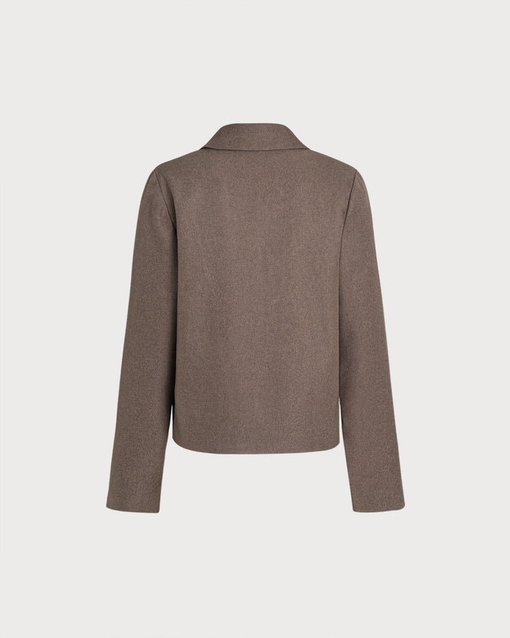 Brown Single Breasted Solid Jacket
