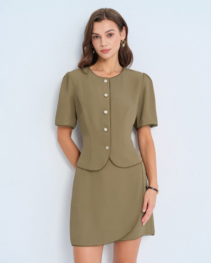 Khaki A-Line Mini Skirt