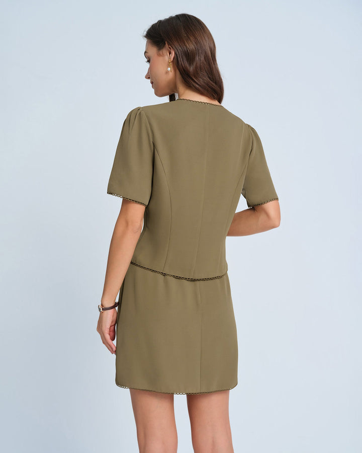 Khaki A-Line Mini Skirt