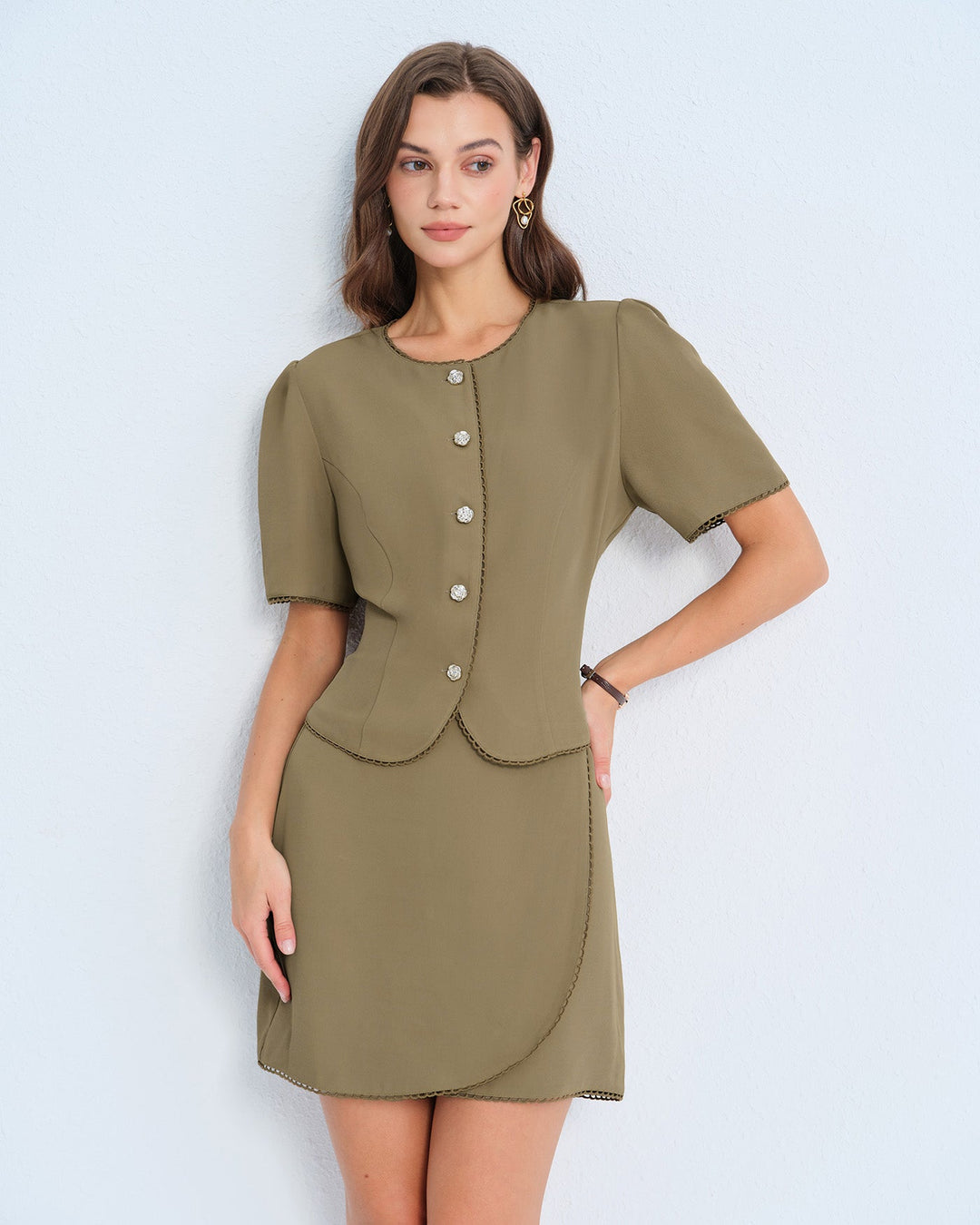 Khaki A-Line Mini Skirt