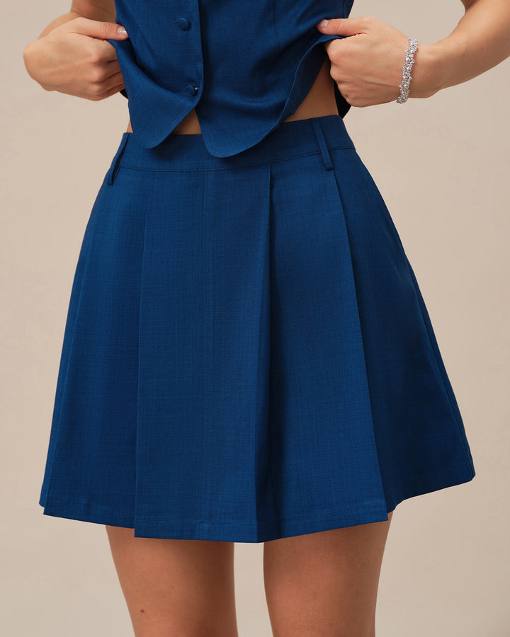 Blue Pockets A-Line Mini Skirt