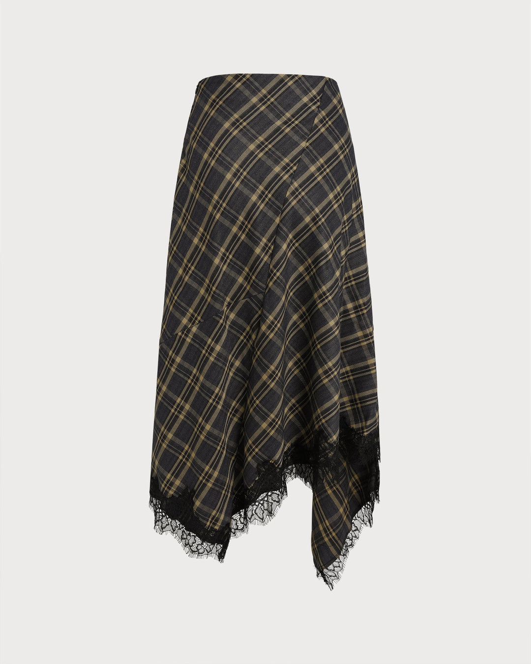 Brown Plaid A-Line Midi Skirt