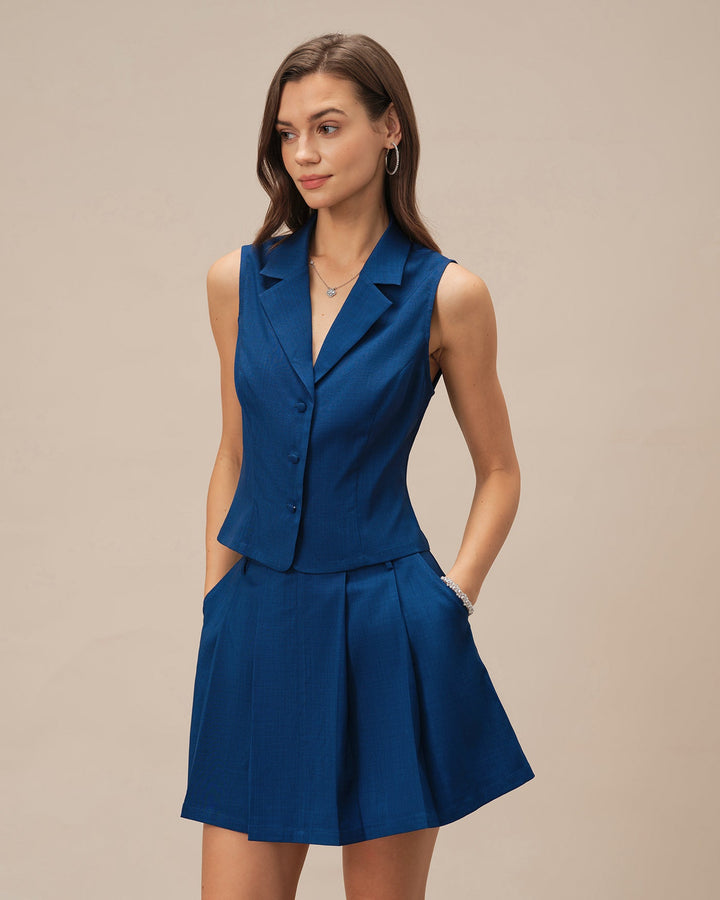 Blue Pockets A-Line Mini Skirt