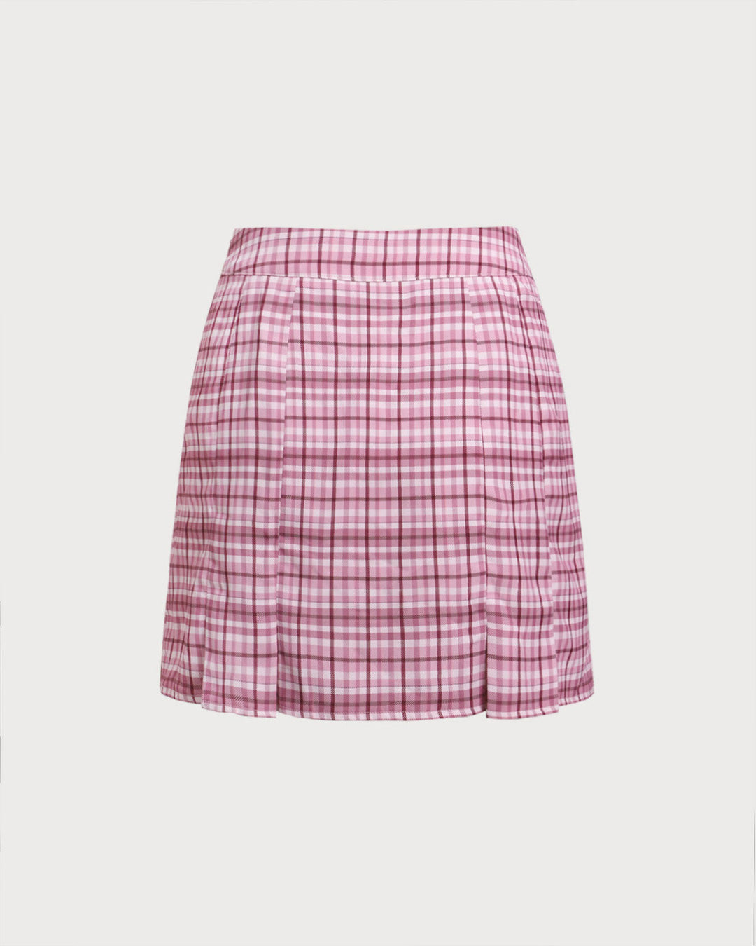 Pink Plaid Straight Mini Skirt