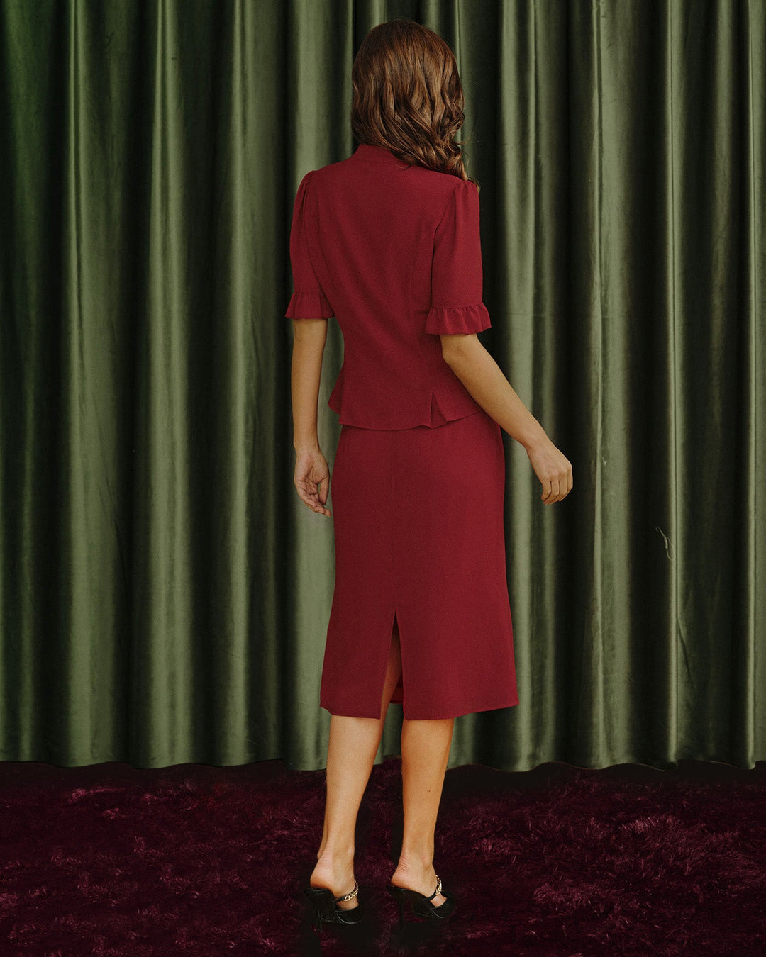 Red Mermaid Chiffon Skirt