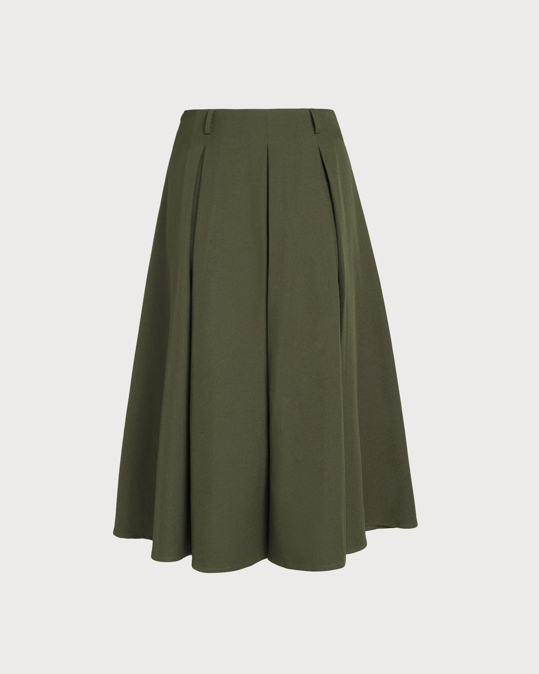 Green A-Line Pleated Midi Skirt