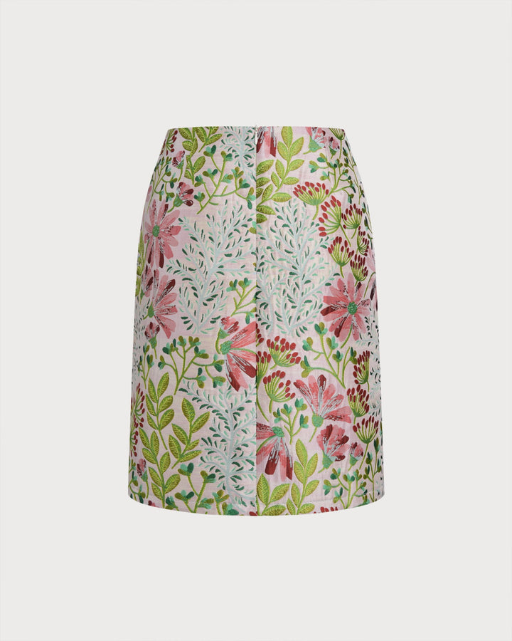 Floral Zipper Straight Skirt