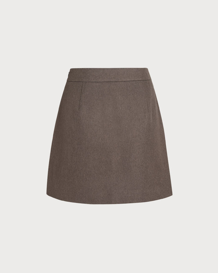 Brown A-Line Mini Skirt