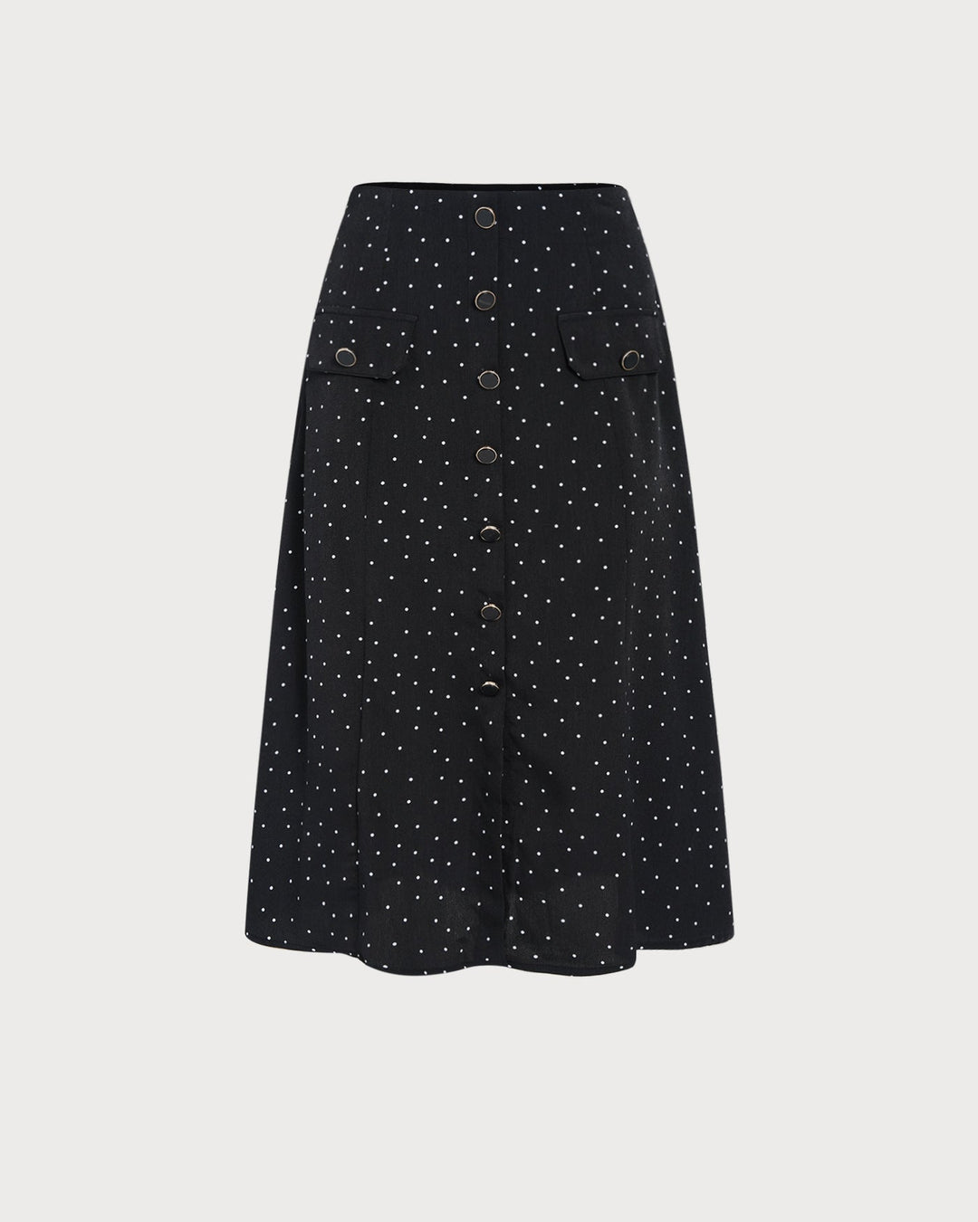 Black Polka Dot Midi Skirt