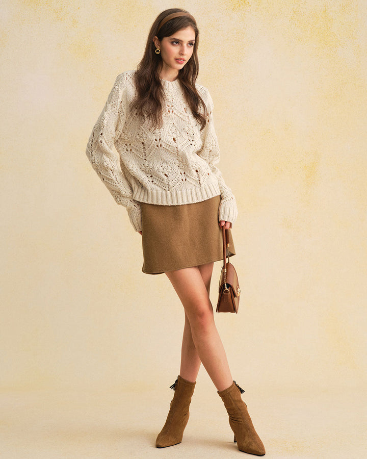 Caramel Natural Waisted A-Line Mini Skirt