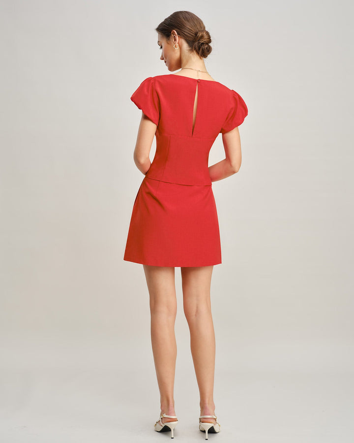 Red Pockets A-Line Mini Skirt