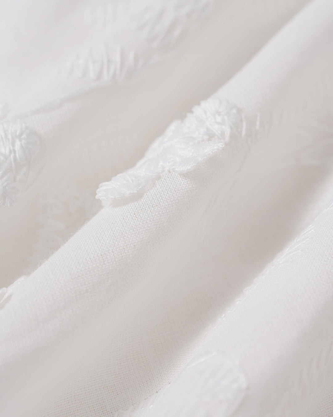 White Floral Elastic Waist Midi Skirt