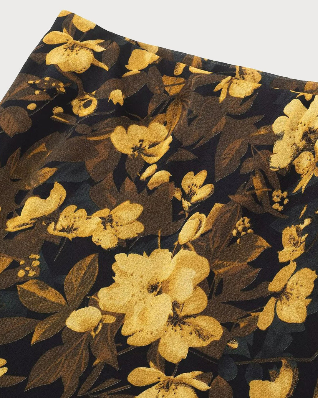 Black Floral Elastic Waist Skirt