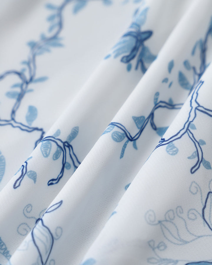 White Floral Tiered Midi Skirt