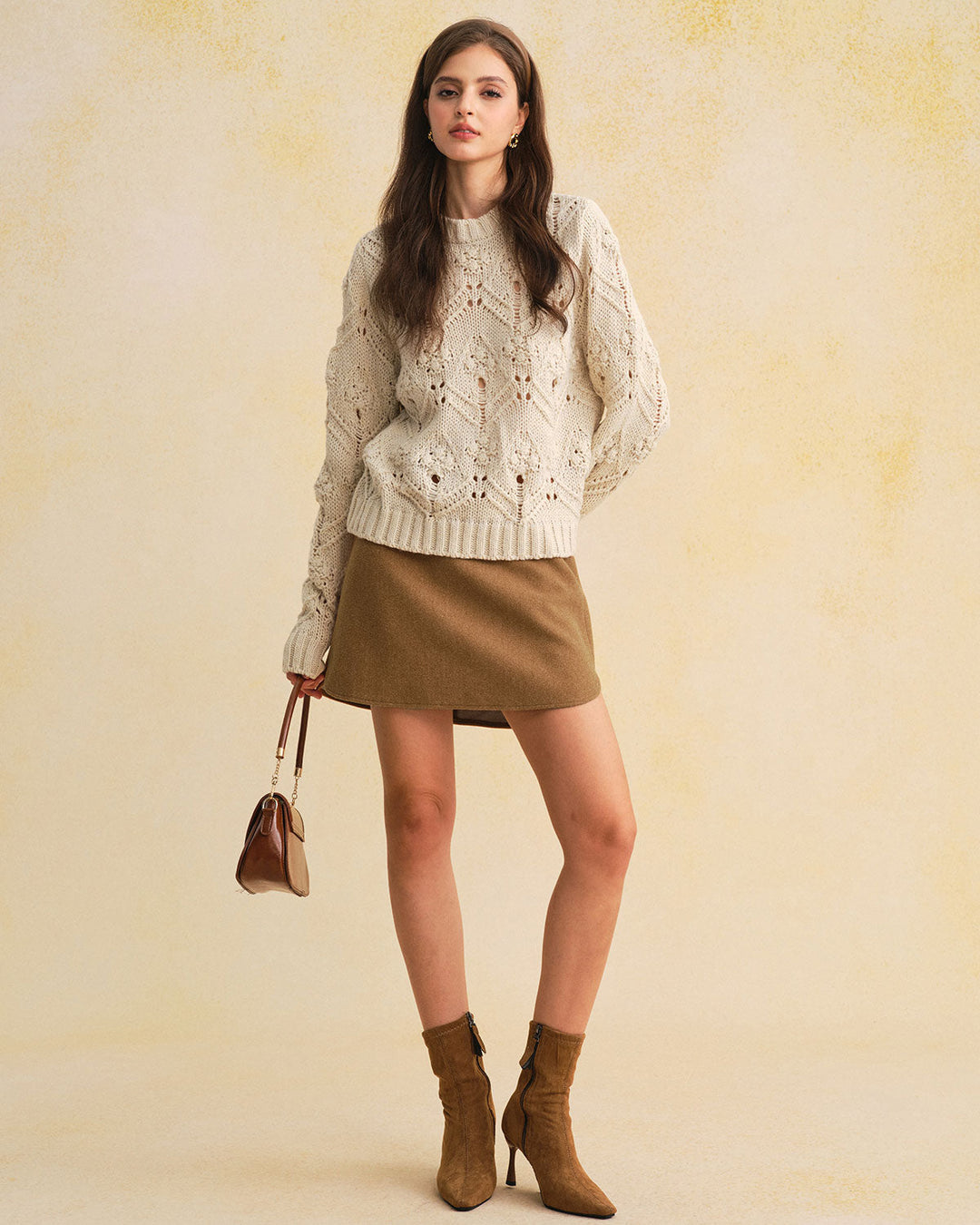 Caramel Natural Waisted A-Line Mini Skirt