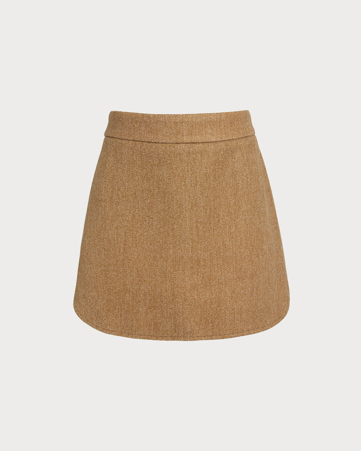 Caramel Natural Waisted A-Line Mini Skirt