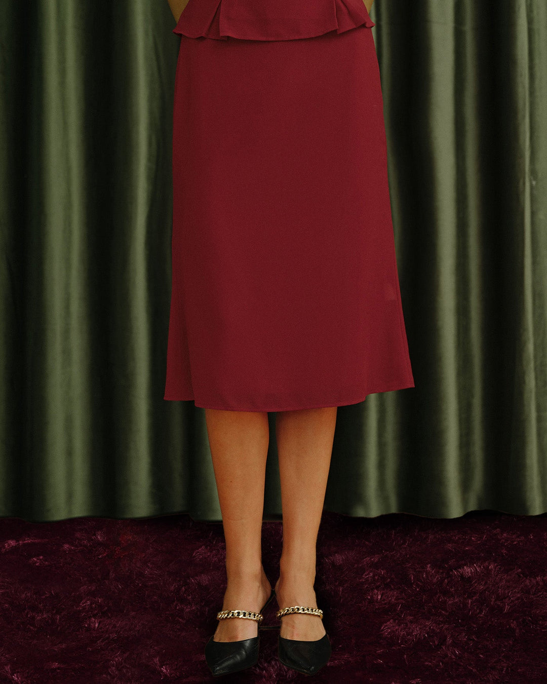 Red Mermaid Chiffon Skirt