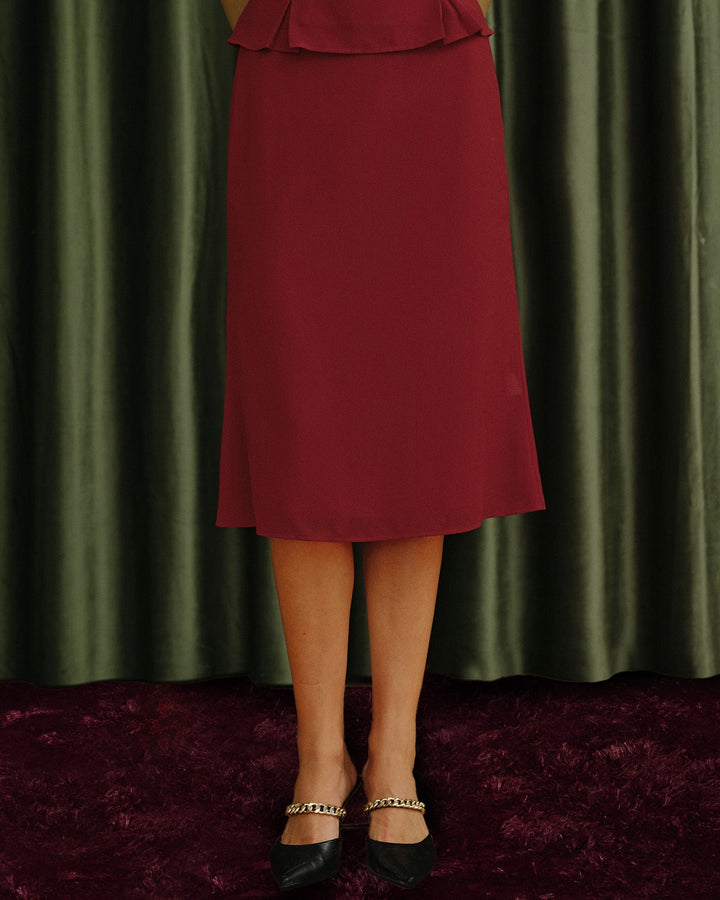 Red Mermaid Chiffon Skirt