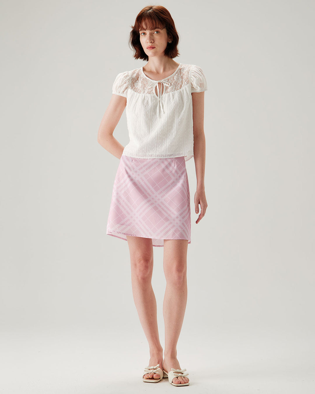 White Lace Puffed Sleeve Tee