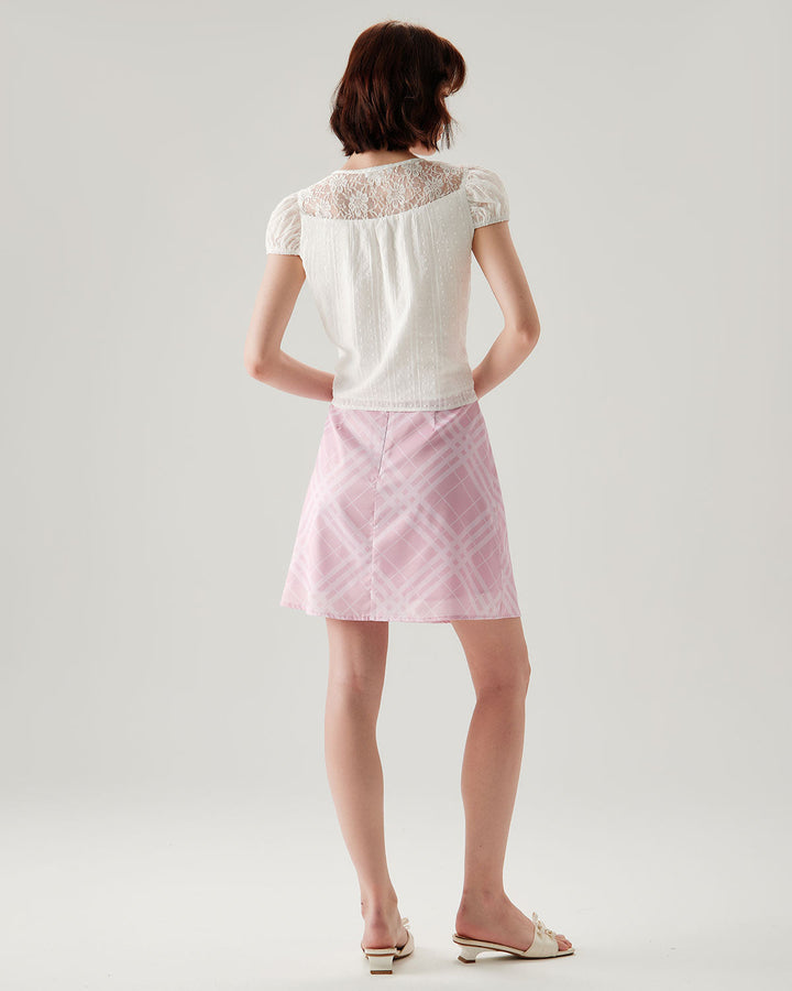 White Lace Puffed Sleeve Tee