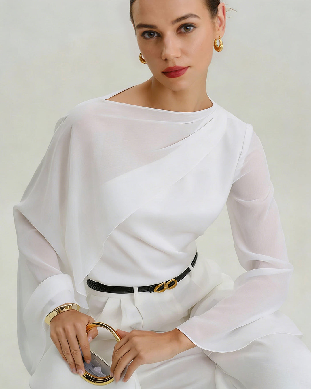 White One Shoulder Tee