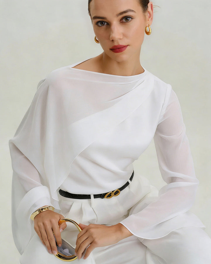 White One Shoulder Tee