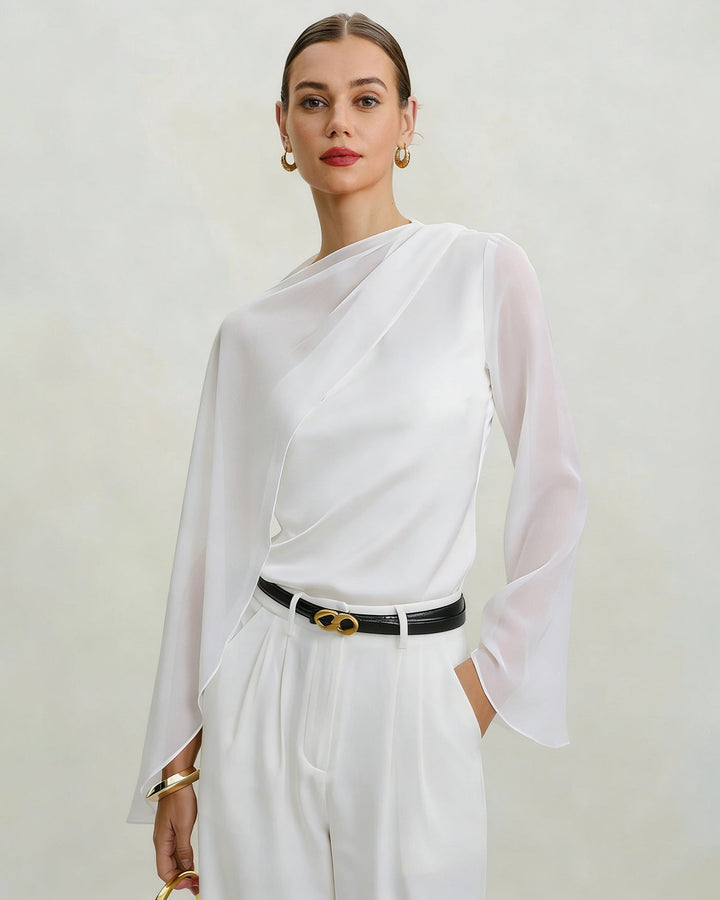 White One Shoulder Tee