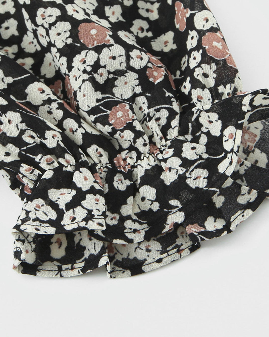 Black Square Neck Floral Tee