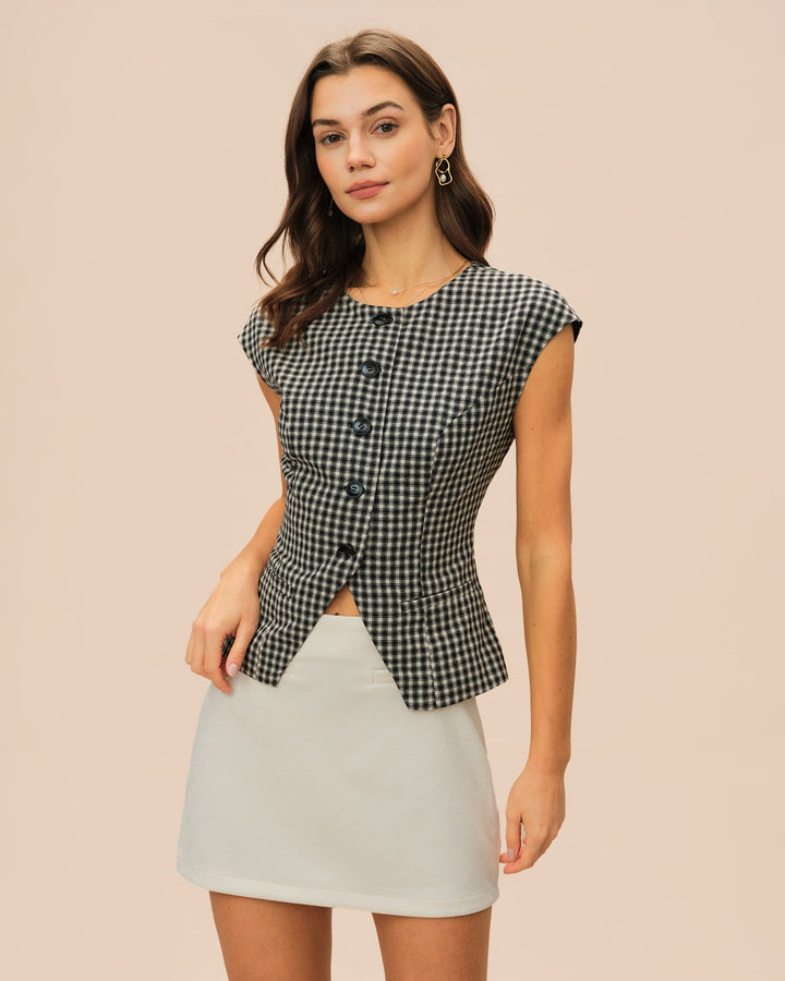 Black Plaid Viscose Tee