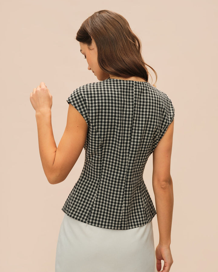 Black Plaid Viscose Tee